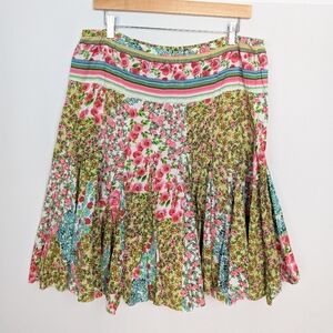 Phool Floral Patchwork Cotton Skirt